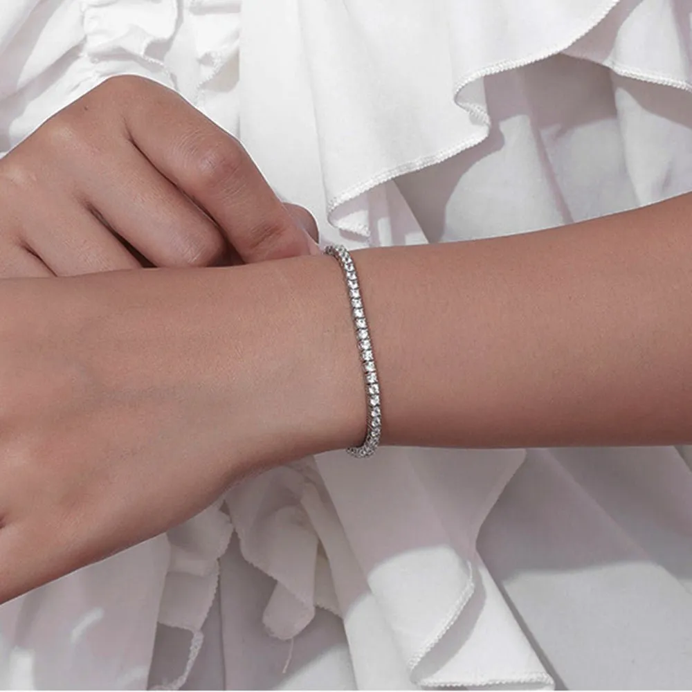 3CT Total Weight Round Lab Diamond Tennis Bracelet VS2 F