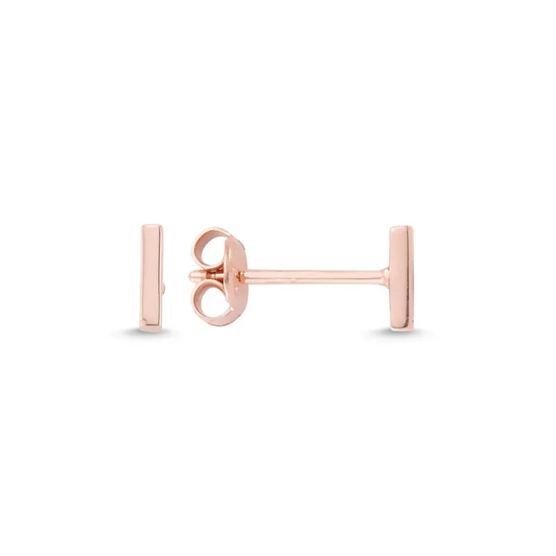 Dainty Simple Mini Silver Flat Bar Studs Earrings