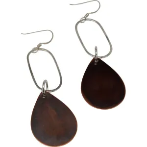 Mixed Metal Dangle Teardrop Earrings