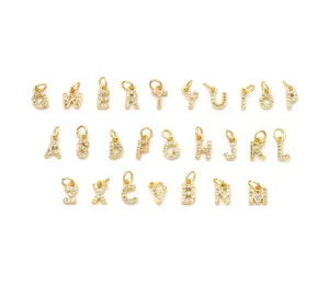 S Cute Gold CZ Initial Charm, Alphabet Name Letter Charm,sku#LX193