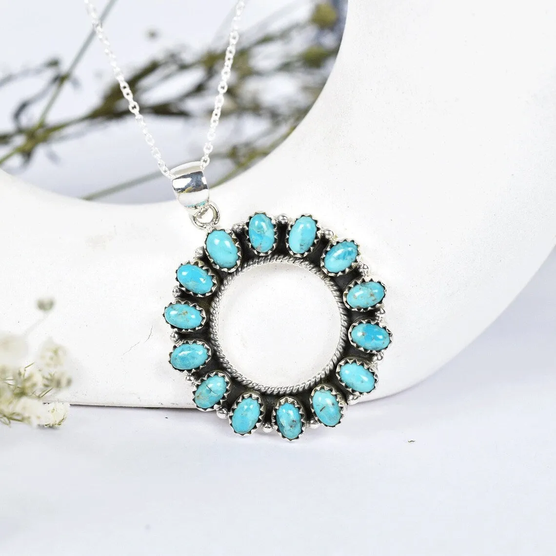 Vintage Open Circle Cluster Pendant - 925 Sterling Silver Southwestern Style Pendant